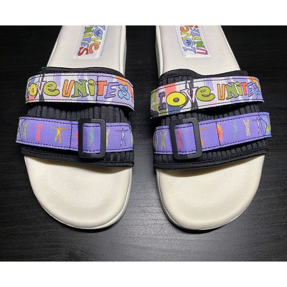 NEW Adidas Adilette 2.0 Pride Men's Slides Off White Core Black Light Purple US8 - Picture 9 of 12